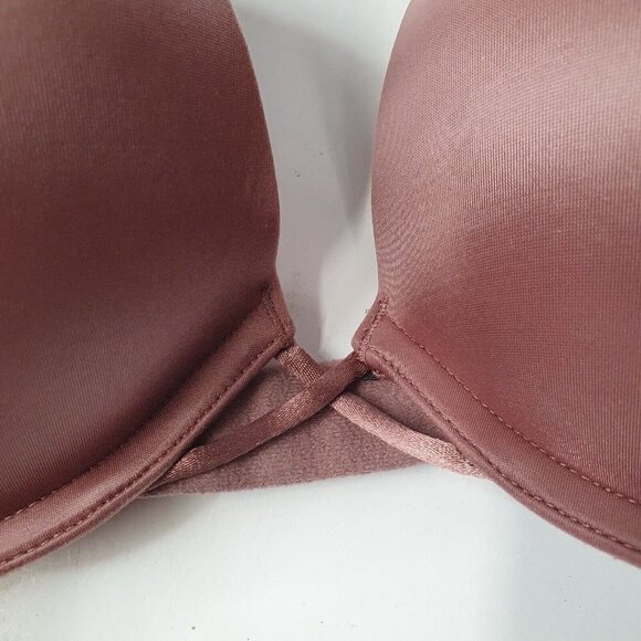 Victoria's Secret 32D? Mauve Bombshell Plunge Push Up Bra ADDS 2 CUP SIZES - Picture 3 of 4